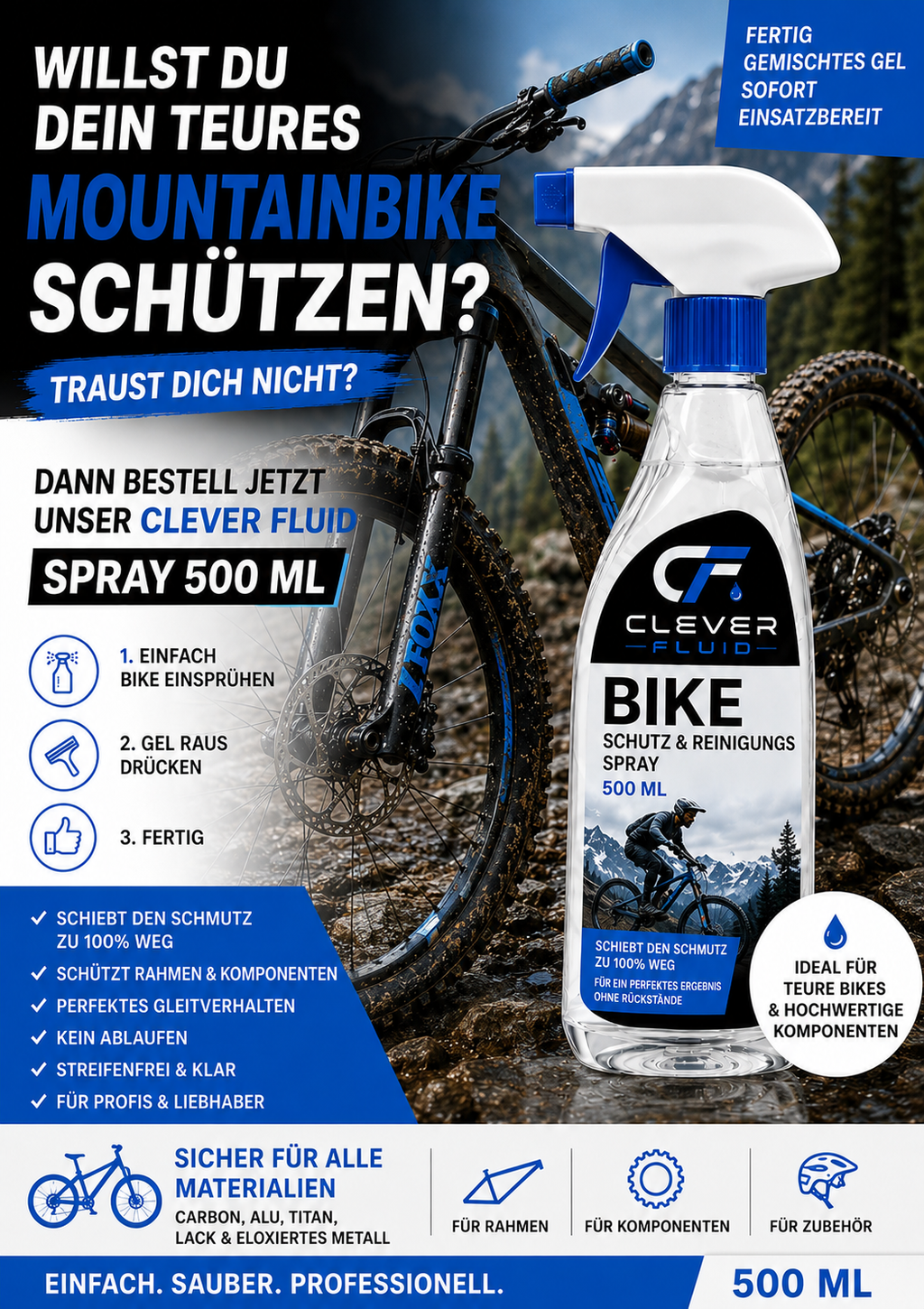 Clever Fluid 500 ml Installations GEL