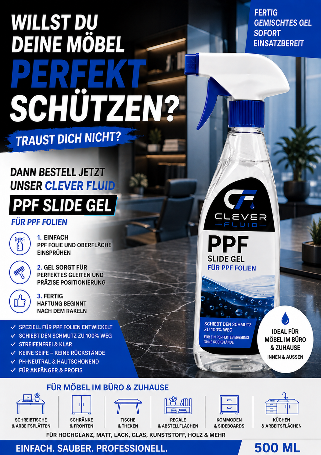 Clever Fluid 500 ml Installations GEL
