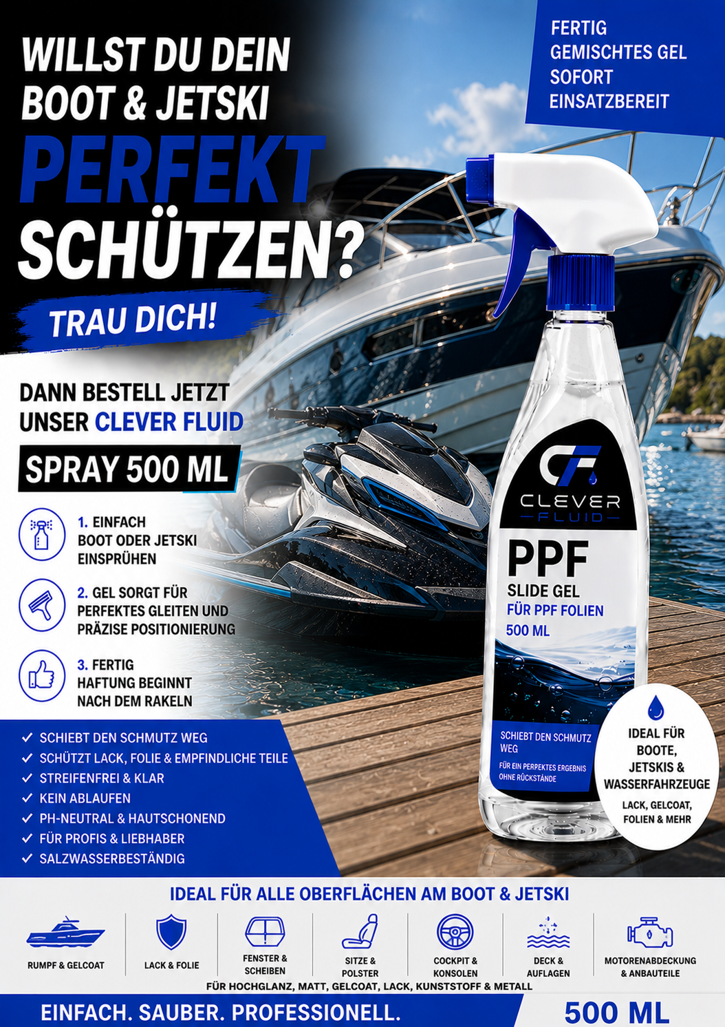 Clever Fluid 500 ml Installations GEL