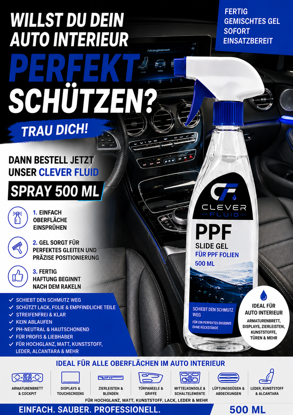 Clever Fluid 500 ml Installations GEL